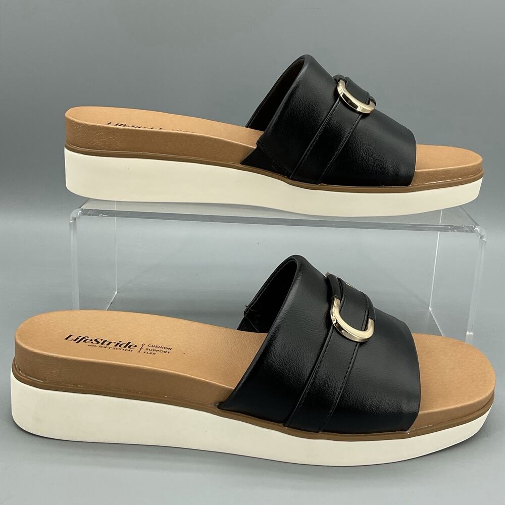 NEW Lifestride Women’s Genevieve Slide Sandals Black Size 9M